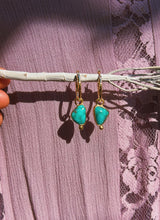 Load image into Gallery viewer, Kingman Turquoise Mini Hoops
