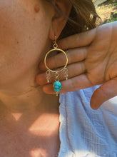 Load image into Gallery viewer, Turquoise Dottie Drop Hoops
