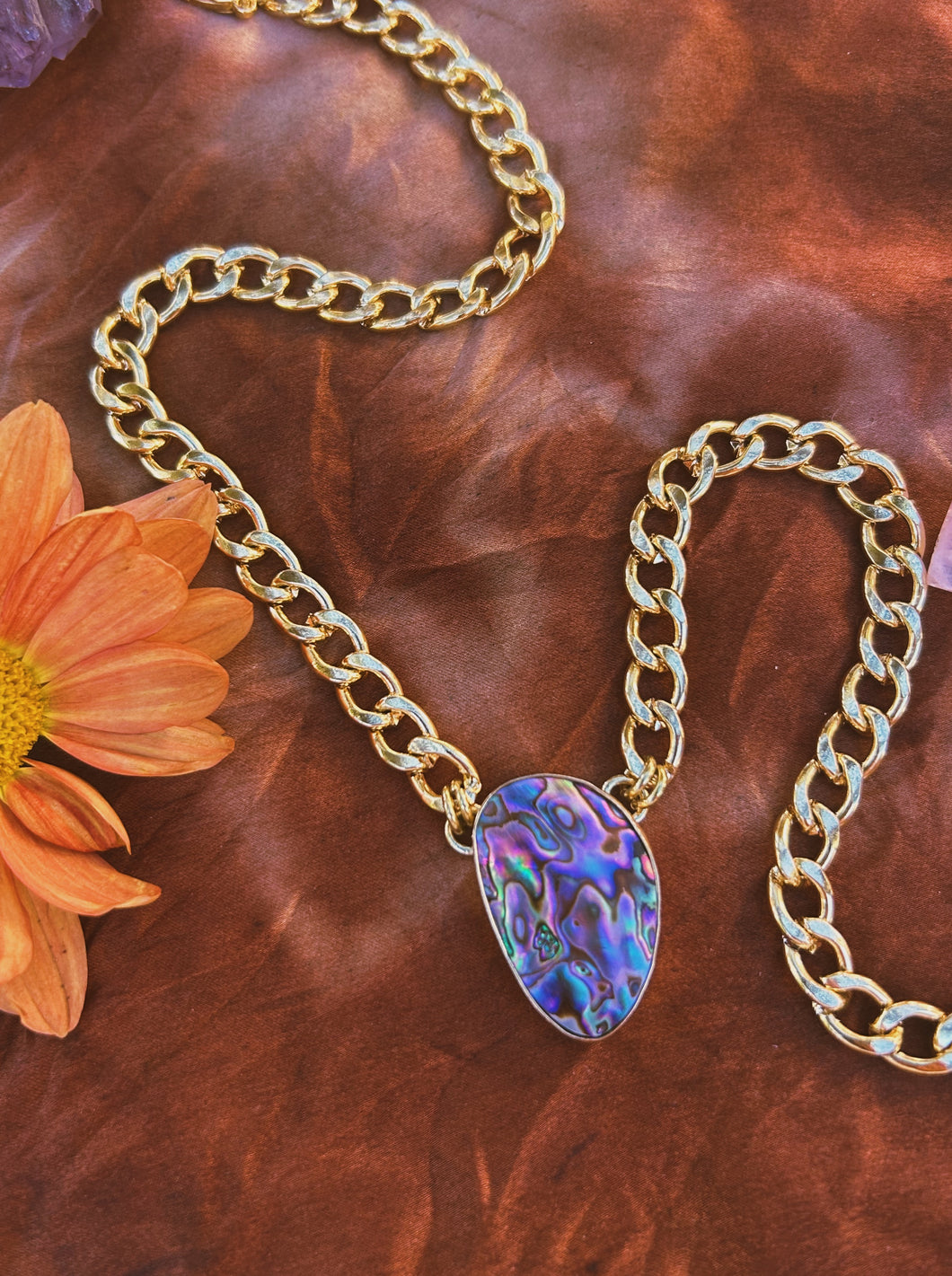 Abalone Cuban Link Necklace