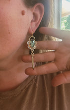 Load image into Gallery viewer, Hubei Turquoise Stamped Drop Earrings
