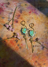 Load image into Gallery viewer, Nevada Turquoise Stamped Drop Earrings
