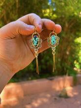 Load image into Gallery viewer, Hubei Turquoise Stamped Drop Earrings

