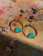 Load image into Gallery viewer, Kingman Turquoise Ouroboro Hoop
