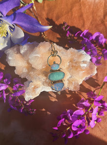 The Portal Necklace 001 - Double Aussie Opal + Faceted Amazonite