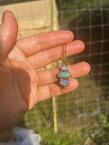 The Portal Necklace 001 - Double Aussie Opal + Faceted Amazonite