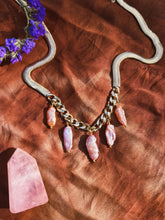 Load image into Gallery viewer, Iridescent Pink Baroque Pearl Cuban Link x Snake Chain Charm Necklace
