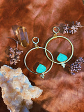 Load image into Gallery viewer, Turquoise Triple Dot Hoops
