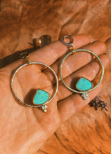 Load image into Gallery viewer, Turquoise Triple Dot Hoops

