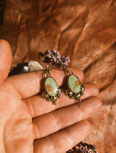 Load image into Gallery viewer, Green Turquoise Stamped Drop Earrings
