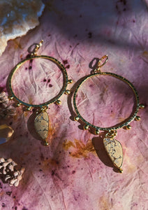 Beige Hubei Turquoise Stamped + Dotted Hoops 001