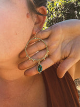 Load image into Gallery viewer, Hubei Turquoise Stamped + Dotted Hoops 002
