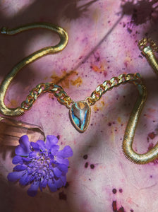 Herringbone X Cuban Link Chain - Boulder Opal