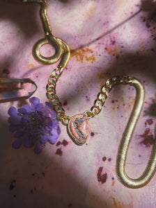 Herringbone X Cuban Link Chain - Cantera Opal 002
