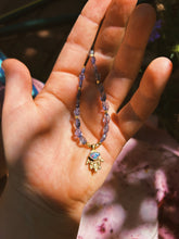 Load image into Gallery viewer, Iolite + Australian Opal Beaded Charm Necklace
