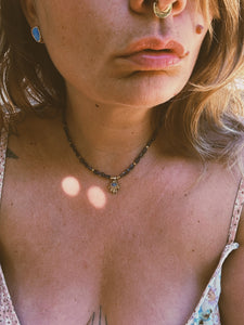 Iolite + Australian Opal Beaded Charm Necklace