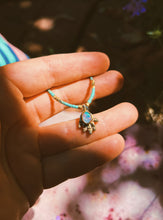 Load image into Gallery viewer, Turquoise + Australian Opal Beaded Charm Necklace
