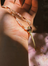 Load image into Gallery viewer, Sunstone + Garnet Beaded Charm Necklace
