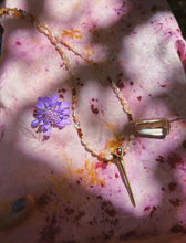 Load image into Gallery viewer, Sunstone + Garnet Beaded Charm Necklace
