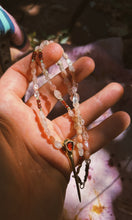 Load image into Gallery viewer, Sunstone + Garnet Beaded Charm Necklace
