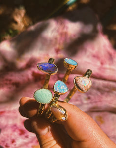 Boulder Opal + Amazonite Stamped Double Bangle