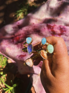 Boulder Opal + Amazonite Stamped Double Bangle