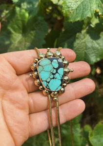 Stamped Nevada Turquoise Bolo