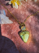 Load image into Gallery viewer, The Portal Necklace - Ethiopian Opal + Green Tibetan Turquoise
