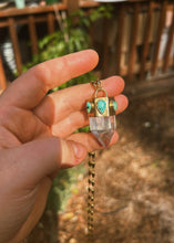 Load image into Gallery viewer, Triple Turquoise X Quartz Point Pendulum
