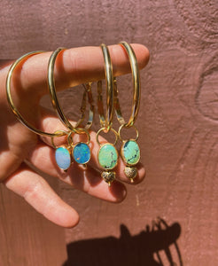 Stamped Turquoise Hoops 001