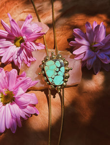Stamped Nevada Turquoise Bolo