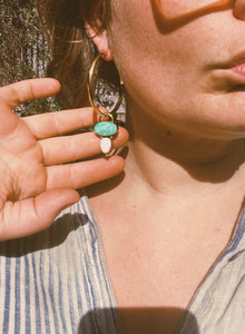 White Water Turquoise + Facted Mother of Pearl Hoops