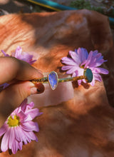 Load image into Gallery viewer, Boulder Opal + Amazonite Stamped Double Bangle
