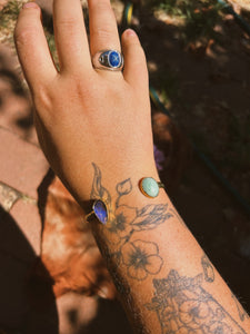 Boulder Opal + Amazonite Stamped Double Bangle