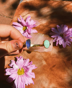 Boulder Opal + Amazonite Stamped Double Bangle