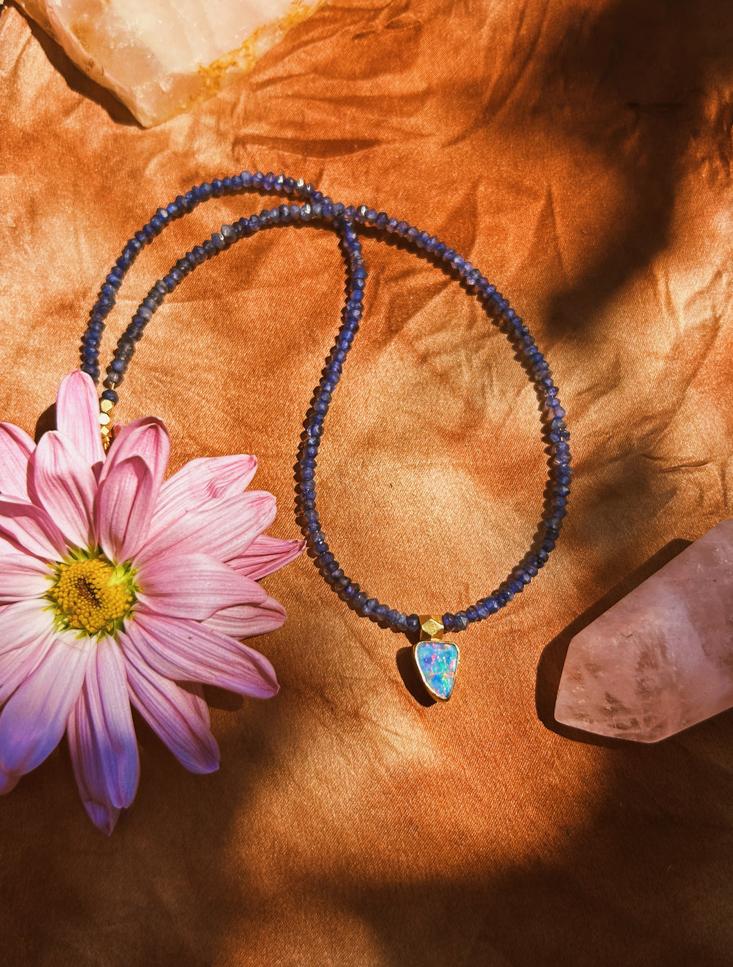 Australian Opal + Iolite Necklace