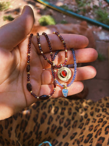 Garnet Talisman Disc Necklace