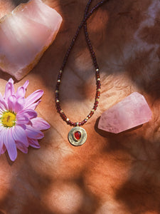 Garnet Talisman Disc Necklace