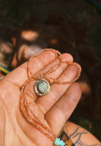 Sunstone + Australian Opal Talisman Disc Necklace
