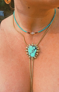 Stamped Nevada Turquoise Bolo