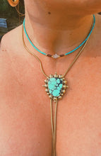 Load image into Gallery viewer, Kingman Turquoise + Herkimer Diamond Heishi Necklace
