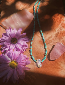 Faceted Turquoise + Pearl Necklace