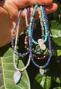 Faceted Turquoise + Pearl Necklace