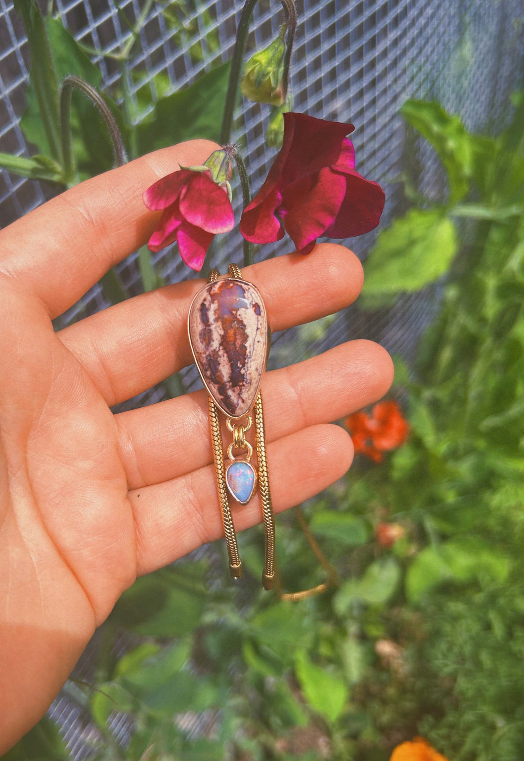 Cantera + Australian Opal Drop Bolo