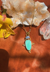 Turquoise + Australian Opal Necklace 002