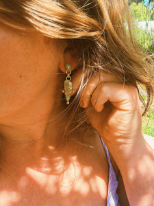 Sonoran Gold + Giraffe Turquoise Double Drop Earring