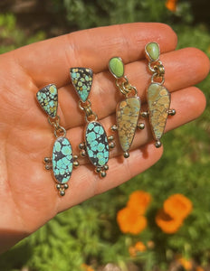Sonoran Gold + Giraffe Turquoise Double Drop Earring