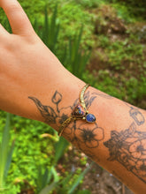 Load image into Gallery viewer, Stamped Iolite + Cantera Opal Bangle
