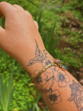 Load image into Gallery viewer, Stamped Iolite + Cantera Opal Bangle
