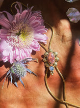 Load image into Gallery viewer, Cantera Opal + Iolite Stamped Border Bolo
