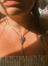 Load image into Gallery viewer, Cantera Opal + Iolite Stamped Border Bolo
